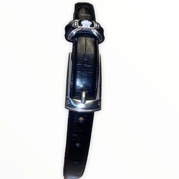 Brighton black leather belt with silver embellishments Vtg main image 10